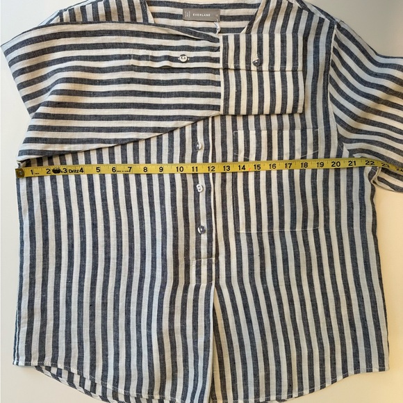 NWT Everlane linen popover shirt (12, gray/white) - Picture 8 of 14